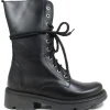 Bikers Invernali | Anfibi | Made in Italy Anfibi Alti Stringati con Fondo Alto "LEEDS"  - Nero
