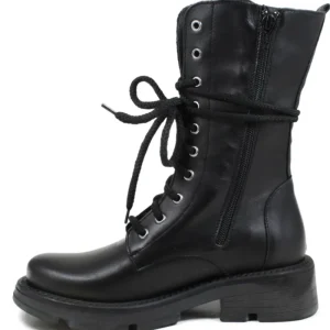 Bikers Invernali | Anfibi | Made in Italy Anfibi Alti Stringati con Fondo Alto "LEEDS"  - Nero