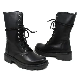 Bikers Invernali | Anfibi | Made in Italy Anfibi Alti Stringati con Fondo Alto "LEEDS"  - Nero