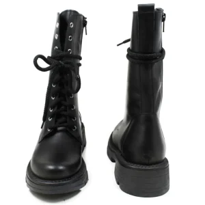 Bikers Invernali | Anfibi | Made in Italy Anfibi Alti Stringati con Fondo Alto "LEEDS"  - Nero