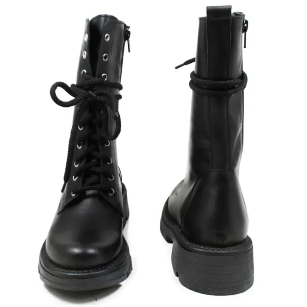 Bikers Invernali | Anfibi | Made in Italy Anfibi Alti Stringati con Fondo Alto "LEEDS"  - Nero