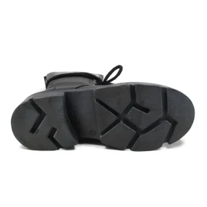 Bikers Invernali | Anfibi | Made in Italy Anfibi Alti Stringati con Fondo Alto "LEEDS"  - Nero