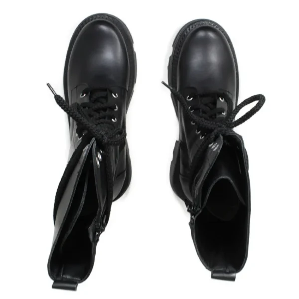 Bikers Invernali | Anfibi | Made in Italy Anfibi Alti Stringati con Fondo Alto "LEEDS"  - Nero
