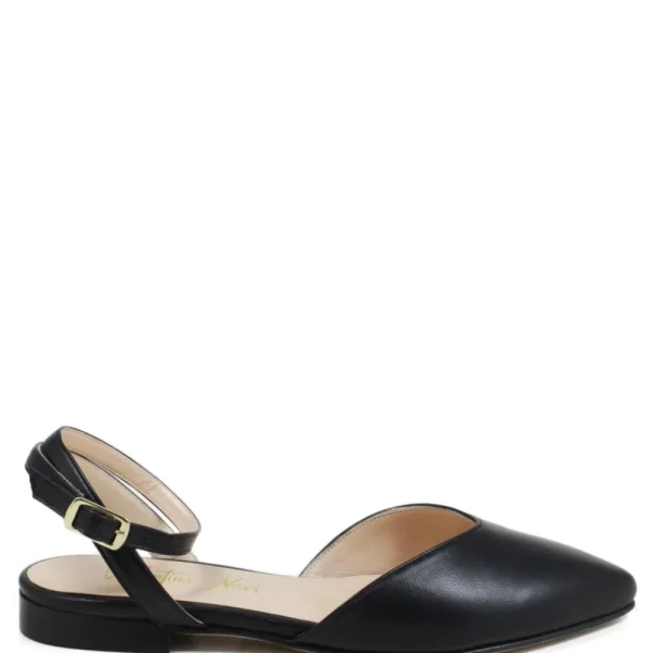 Ballerine | Made in Italy Ballerine in Pelle con cinturino alla caviglia "SOFIA" - Nero