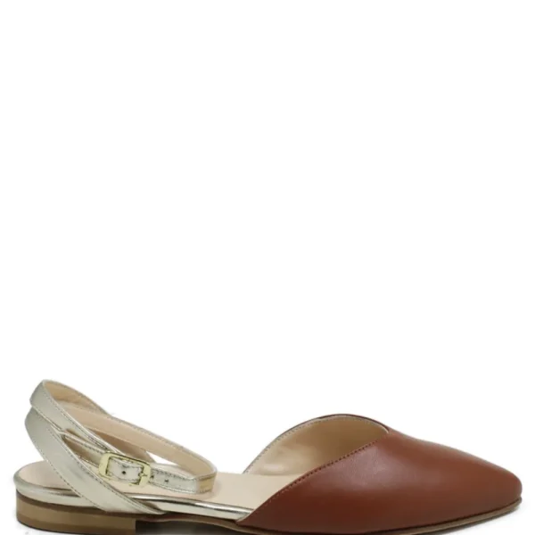 Ballerine | Made in Italy Ballerine in Pelle con cinturino alla caviglia "SOFIA" - /Platino Cuoio