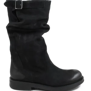 Stivali Invernali | Bikers Invernali | In Time Biker Boots Metà Polpaccio "BK/M" - Nabuk Nero