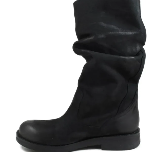 Stivali Invernali | Bikers Invernali | In Time Biker Boots Metà Polpaccio "BK/M" - Nabuk Nero