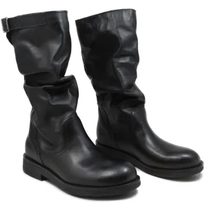 Stivali Invernali | Bikers Invernali | In Time Biker Boots Metà Polpaccio "BK/M" - Pelle Nero