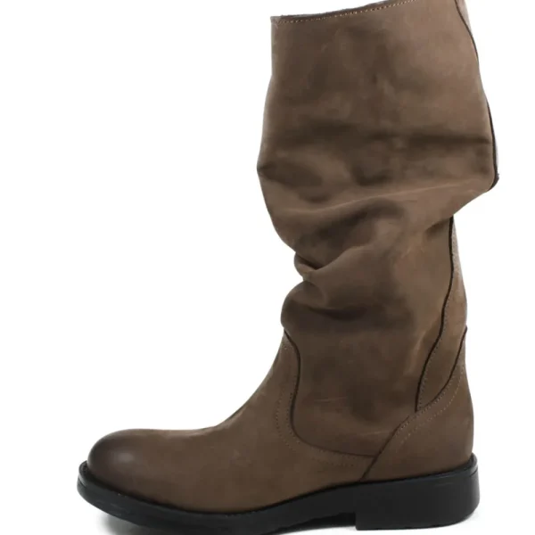 Stivali Invernali | Bikers Invernali | In Time Biker Boots Metà Polpaccio "BK/M" - Nabuk Marrone TestadiMoro