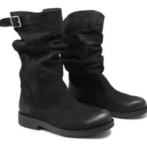 Stivali Invernali | Bikers Invernali | In Time Biker Boots Metà Polpaccio "BK/M" - Nabuk Nero