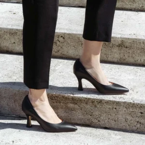 Scarpe Con Tacco | Made in Italy Decollete con Tacco a Rocchetto 8cm "V50" - Nappa Nero