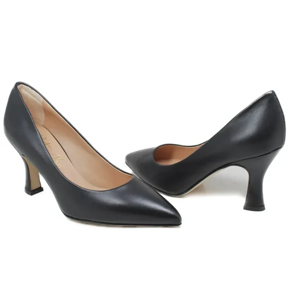 Scarpe Con Tacco | Made in Italy Decollete con Tacco a Rocchetto 8cm "V50" - Nappa Nero
