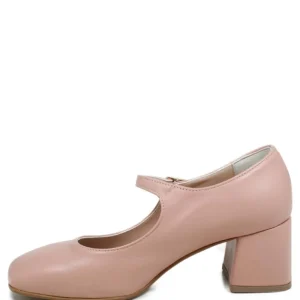 Scarpe Con Tacco | Personal Decollete Mary Jane con Tacco Comodo "Enya" - Nappa Nude