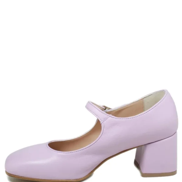 Scarpe Con Tacco | Personal Decollete Mary Jane con Tacco Comodo "Enya" - Nappa Lilla