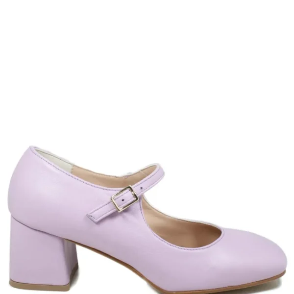Scarpe Con Tacco | Personal Decollete Mary Jane con Tacco Comodo "Enya" - Nappa Lilla