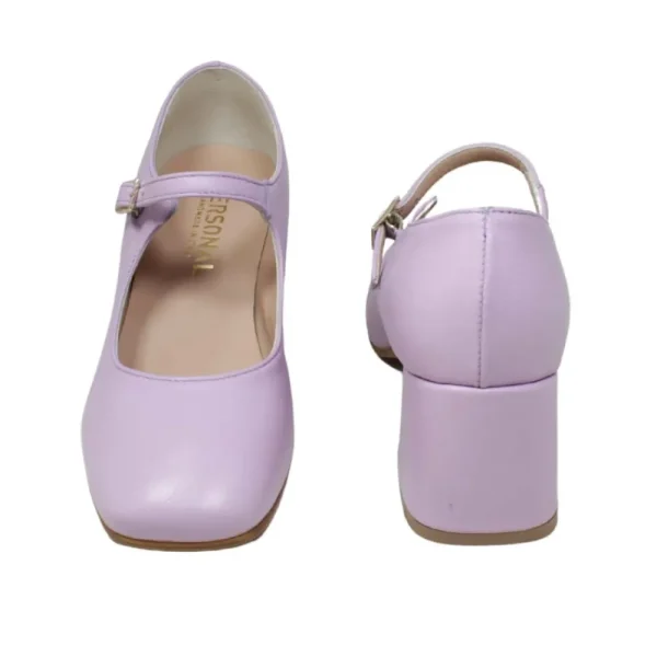 Scarpe Con Tacco | Personal Decollete Mary Jane con Tacco Comodo "Enya" - Nappa Lilla