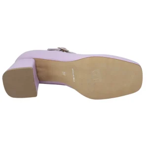 Scarpe Con Tacco | Personal Decollete Mary Jane con Tacco Comodo "Enya" - Nappa Lilla