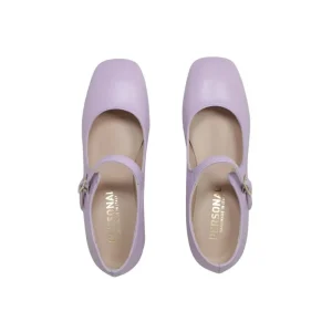 Scarpe Con Tacco | Personal Decollete Mary Jane con Tacco Comodo "Enya" - Nappa Lilla