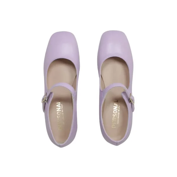 Scarpe Con Tacco | Personal Decollete Mary Jane con Tacco Comodo "Enya" - Nappa Lilla
