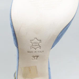 Scarpe Con Tacco | Made in Italy Decollete T Strap con Tacco 8cm "V59" - Camoscio Jeans
