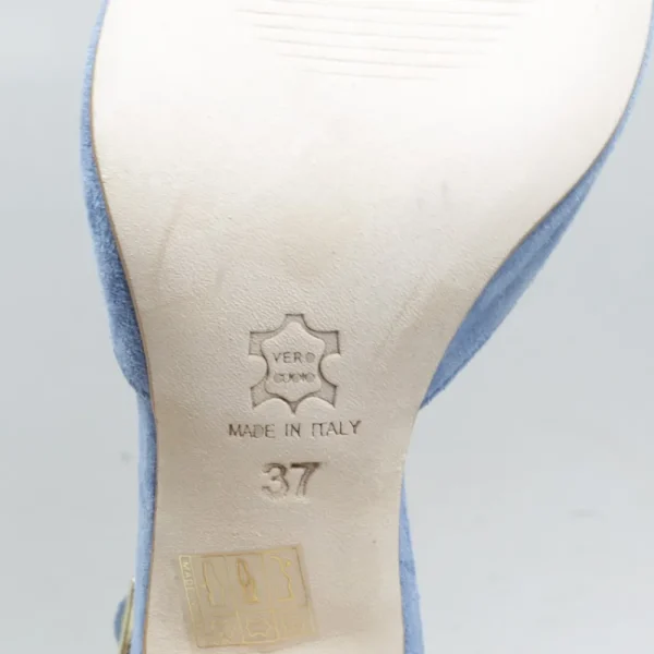 Scarpe Con Tacco | Made in Italy Decollete T Strap con Tacco 8cm "V59" - Camoscio Jeans