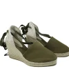 Espadrillas | Sandali Con Zeppa | Formentera Espadrillas con Zeppa Alta e Laccio alla caviglia "701" - Militare Verde