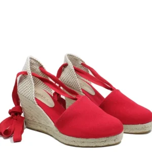 Espadrillas | Sandali Con Zeppa | Mañana Espadrillas con Zeppa Alta e Laccio alla caviglia "701" - Rosso
