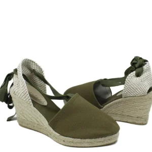 Espadrillas | Sandali Con Zeppa | Formentera Espadrillas con Zeppa Alta e Laccio alla caviglia "701" - Militare Verde