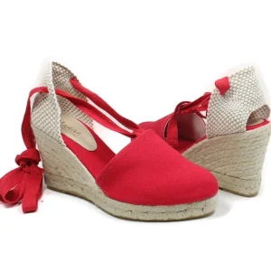Espadrillas | Sandali Con Zeppa | Mañana Espadrillas con Zeppa Alta e Laccio alla caviglia "701" - Rosso