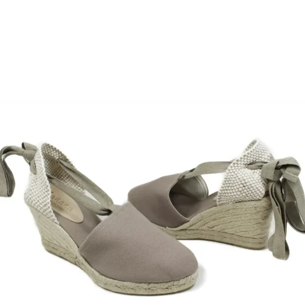 Espadrillas | Sandali Con Zeppa | Mañana Espadrillas con Zeppa Alta e Laccio alla caviglia "701" - Taupe