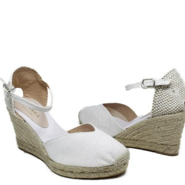 Espadrillas | Sandali Con Zeppa | Mañana Espadrillas con Zeppa Alta e Cinturino alla caviglia "713" - Bianco