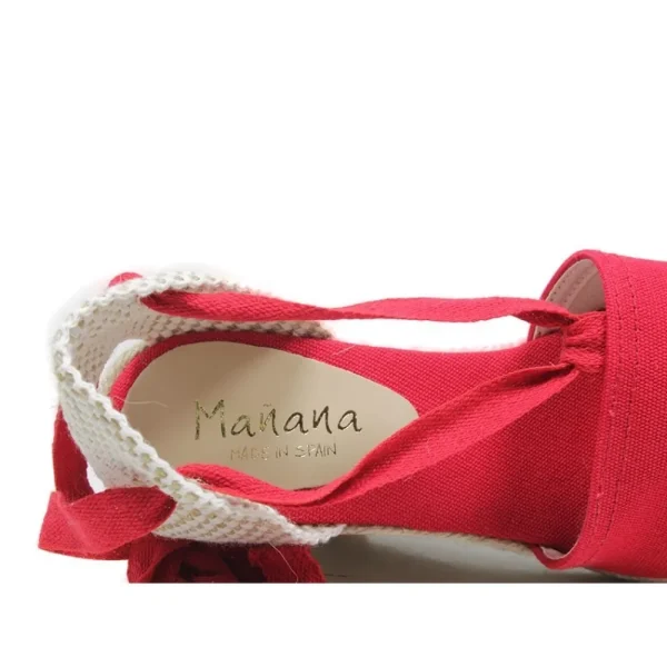 Espadrillas | Sandali Con Zeppa | Mañana Espadrillas con Zeppa Alta e Laccio alla caviglia "701" - Rosso