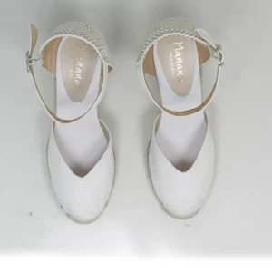 Espadrillas | Sandali Con Zeppa | Mañana Espadrillas con Zeppa Alta e Cinturino alla caviglia "713" - Bianco
