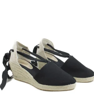 Espadrillas | Sandali Con Zeppa | Mañana Espadrillas con Zeppa Media e Laccio alla caviglia "501" - Nero