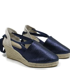 Espadrillas | Sandali Con Zeppa | Mañana Espadrillas con Zeppa Media e Laccio alla caviglia "501" - Laminato Blu