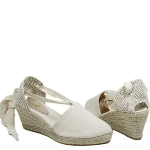 Espadrillas | Sandali Con Zeppa | Mañana Espadrillas con Zeppa Media e Laccio alla caviglia "501" - Beige