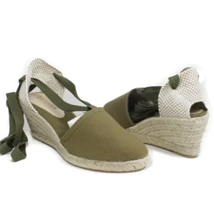Espadrillas | Sandali Con Zeppa | Mañana Espadrillas con Zeppa Media e Laccio alla caviglia "501" - Militare Verde