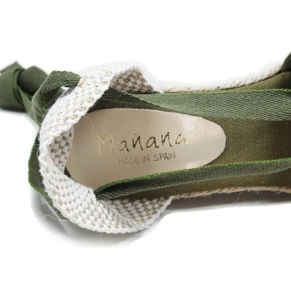 Espadrillas | Sandali Con Zeppa | Mañana Espadrillas con Zeppa Media e Laccio alla caviglia "501" - Militare Verde