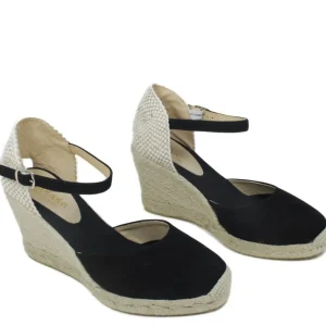 Espadrillas | Sandali Con Zeppa | Mañana Espadrillas in Camoscio con Zeppa Alta e Cinturino "712" - Nero