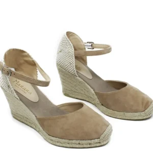 Espadrillas | Sandali Con Zeppa | Mañana Espadrillas in Camoscio con Zeppa Alta e Cinturino "712" - Taupe
