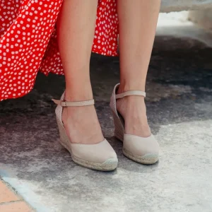 Espadrillas | Sandali Con Zeppa | Mañana Espadrillas in Camoscio con Zeppa Alta e Cinturino "712" - Taupe