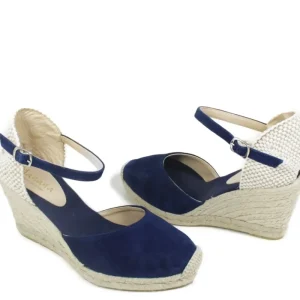 Sandali Con Zeppa | Espadrillas | Mañana Espadrillas in Camoscio con Zeppa Alta e Cinturino "712" - Blu