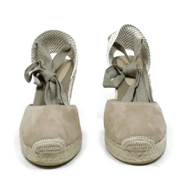 Espadrillas | Sandali Con Zeppa | Mañana Espadrillas in Camoscio con Zeppa Alta e Laccio alla Caviglia "802" - Taupe