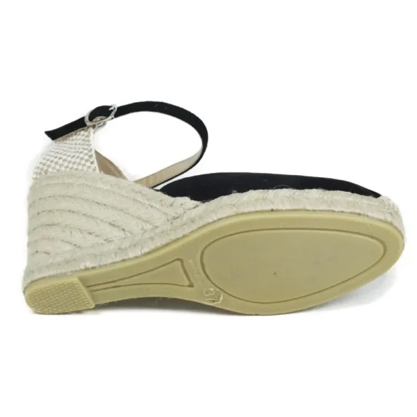 Espadrillas | Sandali Con Zeppa | Mañana Espadrillas in Camoscio con Zeppa Alta e Cinturino "712" - Nero
