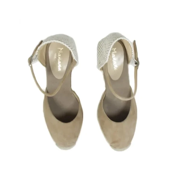 Espadrillas | Sandali Con Zeppa | Mañana Espadrillas in Camoscio con Zeppa Alta e Cinturino "712" - Taupe
