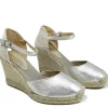 Espadrillas | Sandali Con Zeppa | Mañana Espadrillas in Pelle con Zeppa Alta e Cinturino "712" - Argento
