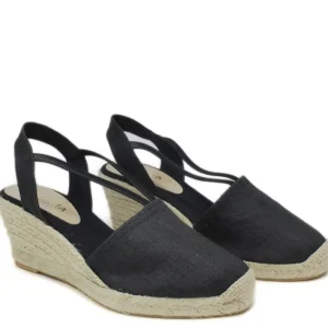 Espadrillas | Sandali Con Zeppa | Mañana Espadrillas Zeppa Media con elastico "505" - Nero