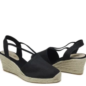 Espadrillas | Sandali Con Zeppa | Mañana Espadrillas Zeppa Media con elastico "505" - Nero