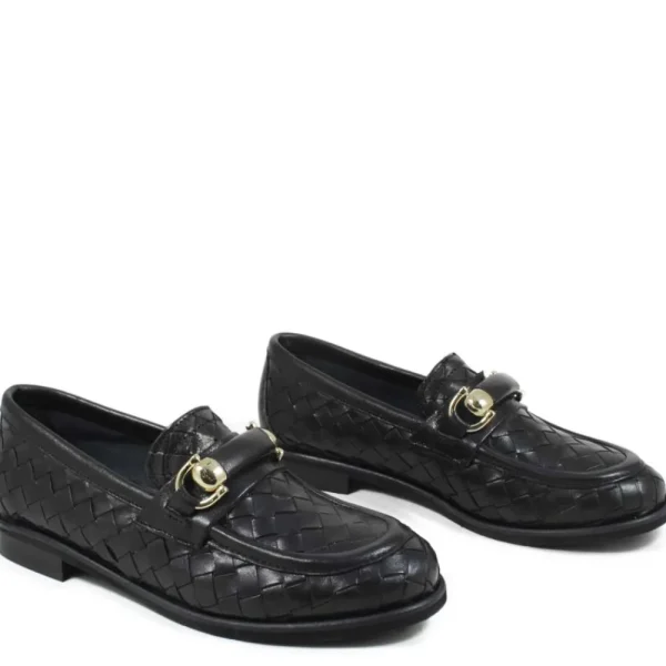 Stringate & Mocassini | Personal Mocassini da Donna in Pelle Intrecciata "MOKA" - Nero