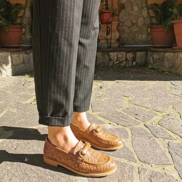 Stringate & Mocassini | Personal Mocassini da Donna in Pelle Intrecciata "MOKA" - Cuoio